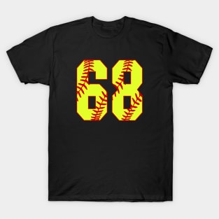 Fastpitch Softball Number 68 #68 Softball Shirt Jersey Uniform Favorite Player Biggest Fan T-Shirt